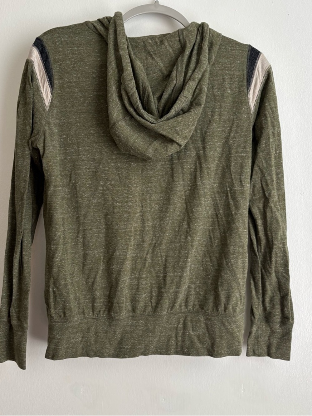 Nike Olive Green Zip Hoodie with Black and Cream Shoulder Stripes - Picture 2 of 4
